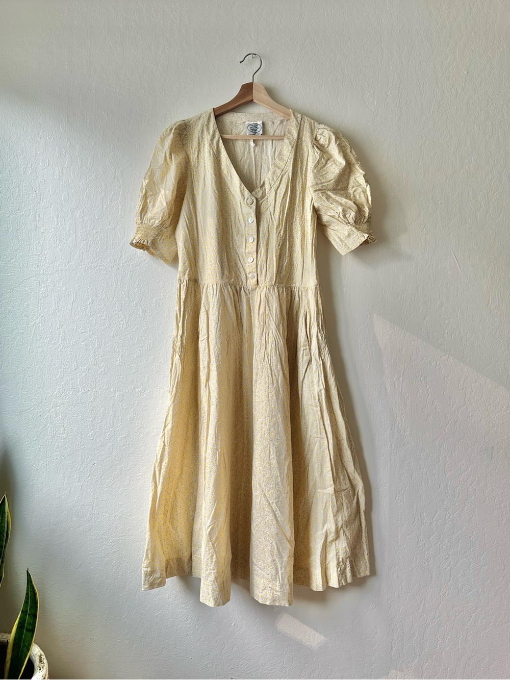 Sold Vintage 90s rare plus size laura ashley maxi tea dress uk 16 us 14 yellow